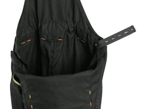 Dětské zahradníky CXS GARFIELD, černé s HV žluto/oranžovými doplňky, vel. 130